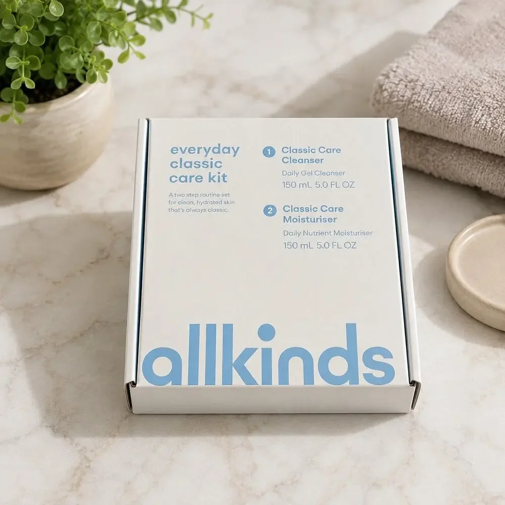 AllKinds Classic Care Daily Routine Set Cleanser Moisturiser Open Box Australia